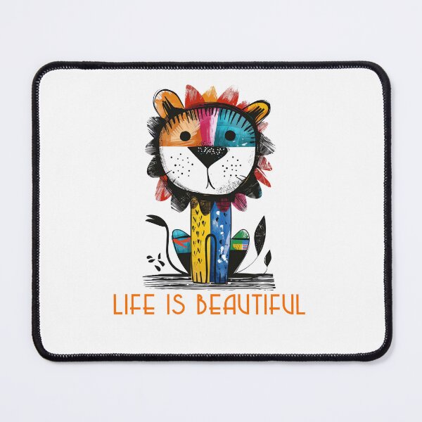 Item preview, Colorful Animal Design – Life is Beautiful – Happy Lion Motif designed and sold by KolbaVison.