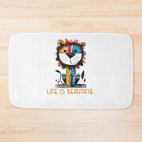 Item preview, Colorful Animal Design – Life is Beautiful – Happy Lion Motif designed and sold by KolbaVison.