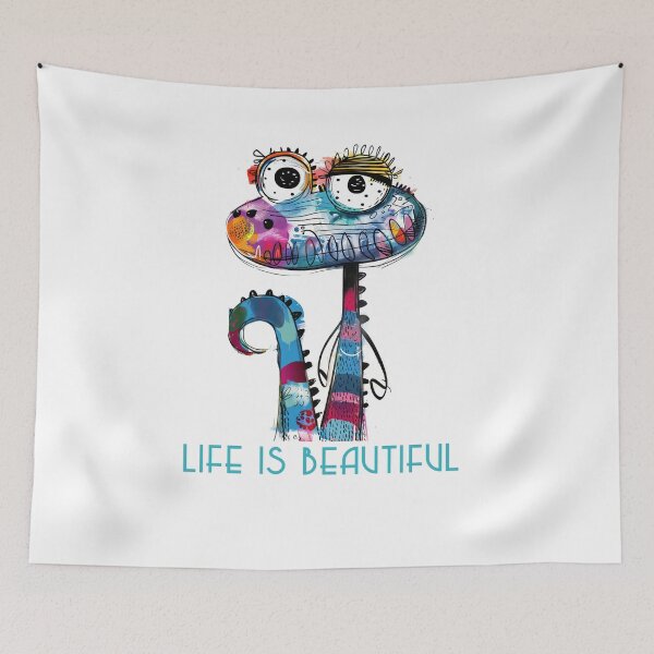 Item preview, Colorful Animal Design – Life is Beautiful – Happy Lizard Motif designed and sold by KolbaVison.