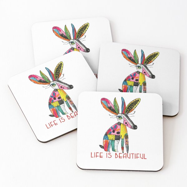 Item preview, Colorful Animal Design – Life is Beautiful – Happy Anteater Motif designed and sold by KolbaVison.