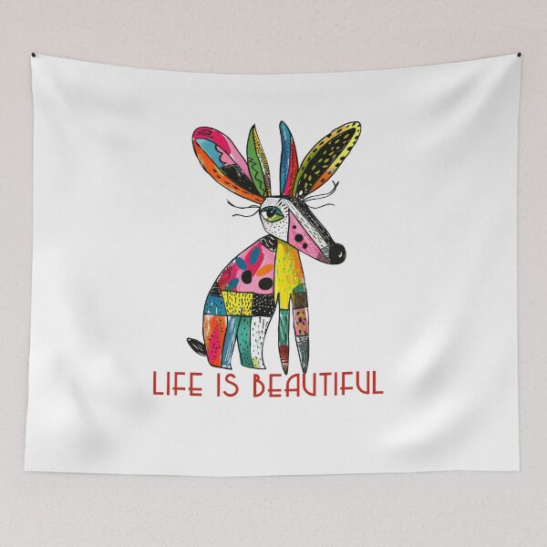 Item preview, Colorful Animal Design – Life is Beautiful – Happy Anteater Motif designed and sold by KolbaVison.