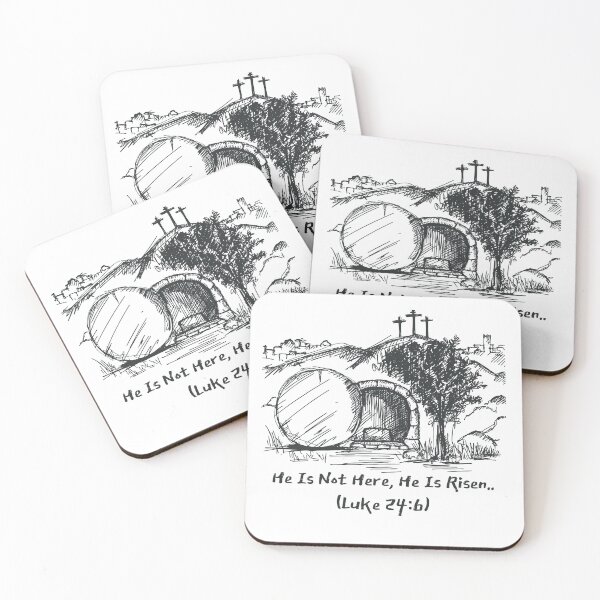 Item preview, Luke 24:6 - He Is Not Here, He Is Risen - Empty Tomb Pencil Sketch designed and sold by IntheLightSola.