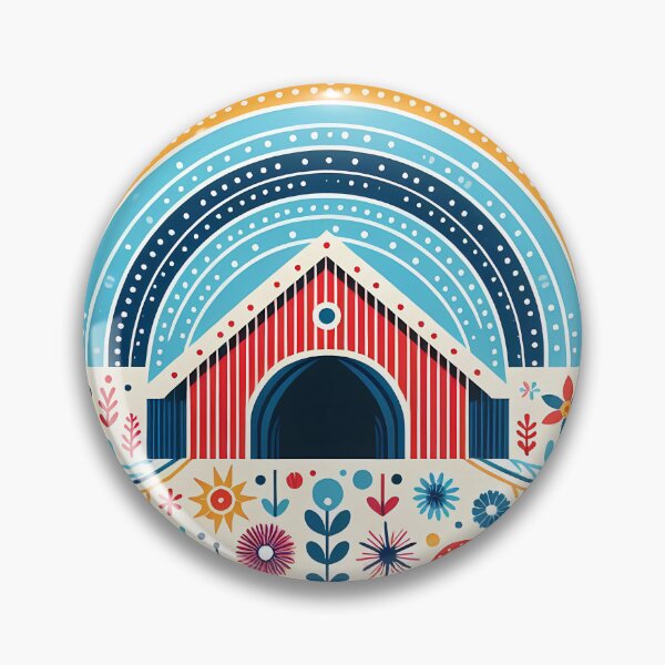 Item preview, Scandinavian Folk Art Covered Bridge – New England Charm in Floral Folk Style by heidiannemorris designed and sold by FOLK ART FUSION by heidiannemorris.
