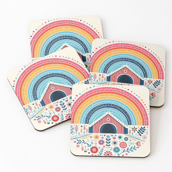 Item preview, Scandinavian Folk Art Covered Bridge – New England Charm in Floral Folk Style by heidiannemorris designed and sold by FOLK ART FUSION by heidiannemorris.