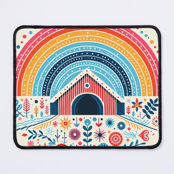 Item preview, Scandinavian Folk Art Covered Bridge – New England Charm in Floral Folk Style by heidiannemorris designed and sold by FOLK ART FUSION by heidiannemorris.