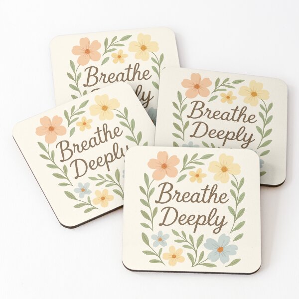 Item preview, Breathe Deeply – Calming Quote – Pastel Floral Hand-Drawn Design designed and sold by gitarus.
