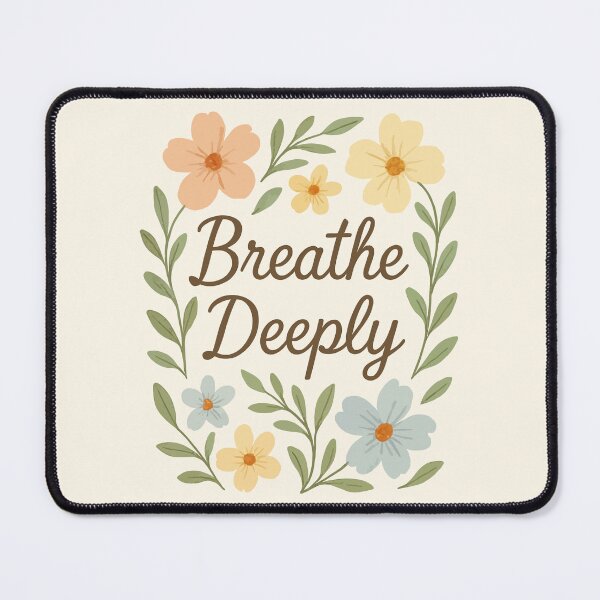 Item preview, Breathe Deeply – Calming Quote – Pastel Floral Hand-Drawn Design designed and sold by gitarus.