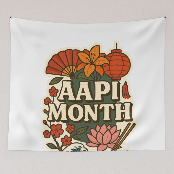 Item preview, AAPI Month Floral Wave Art Honoring Asian Pacific Islander Cultures designed and sold by Aryabek.