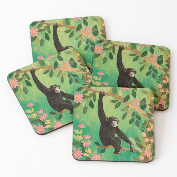 Item preview, Chimpanzee  Wildlife Jungle Collage Art Vintage Tropical Botanical designed and sold by UtArt.