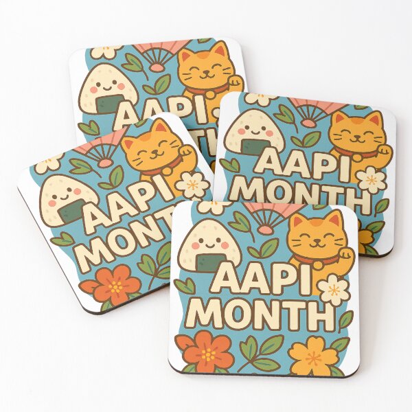 Item preview, Asian and Proud AAPI Month Cultural Icons with Onigiri and Lucky Cat designed and sold by Aryabek.