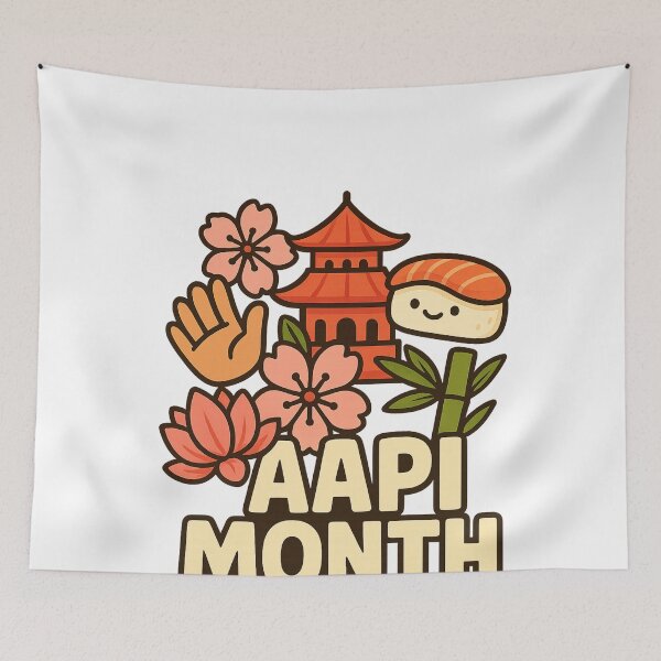 Item preview, AAPI Month Celebration with Pagoda, Sushi, and Cherry Blossoms designed and sold by Aryabek.