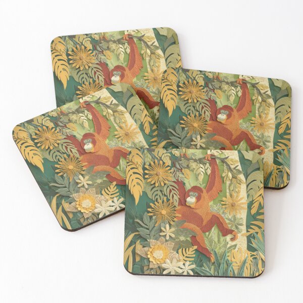 Item preview, Orangutan Jungle Collage Art Vintage Tropical Botanical designed and sold by UtArt.