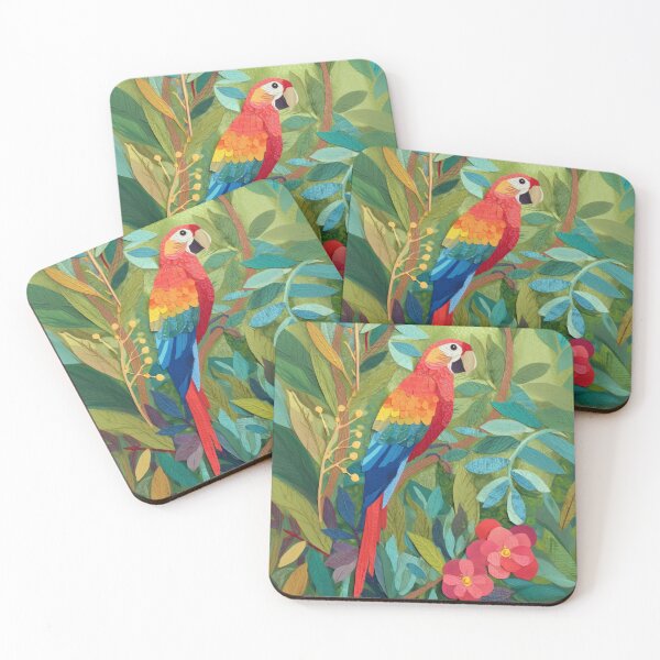 Item preview, Colorful Parrot Jungle Collage Art Vintage Tropical Decor designed and sold by UtArt.