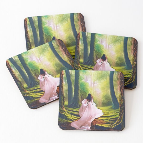 Item preview, A woman in a white dress walks alone in the forest designed and sold by Megaera8.