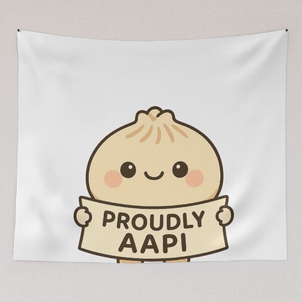 Item preview, Proudly AAPI Kawaii Dumpling Holding Empowerment Message designed and sold by Aryabek.