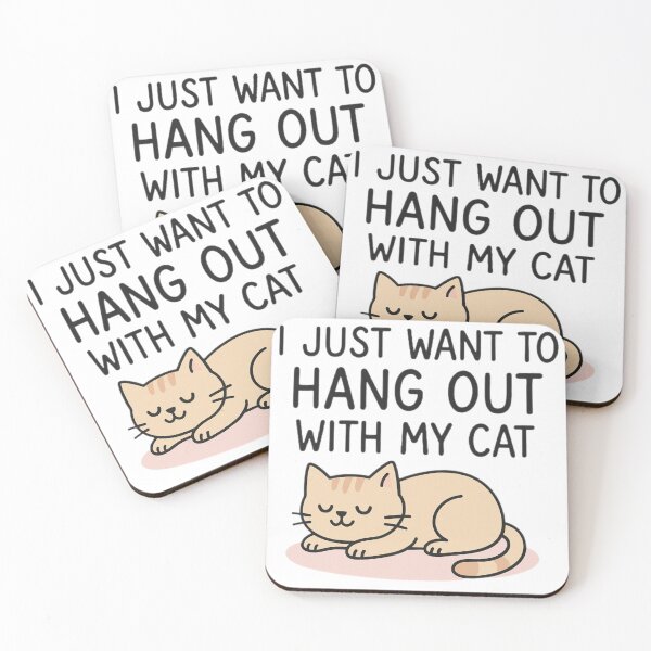 Aperçu de l'œuvre I Just Want to Hang Out with My Cat – Cute Cat Quote for Cat Lovers ( shirts, stickers, mug, hoodies, cups,..) cat lover, funny cat shirt, cute cat design créée et vendue par Misnrays93.