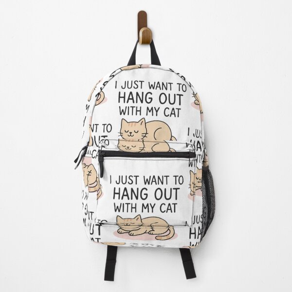 Aperçu de l'œuvre I Just Want to Hang Out with My Cat – Cute Cat Quote for Cat Lovers ( shirts, stickers, mug, hoodies, cups,..) cat lover, funny cat shirt, cute cat design créée et vendue par Misnrays93.
