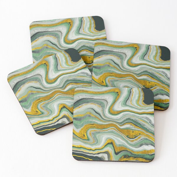 Item preview, Green and golden marbleized geodes designed and sold by Megaera8.