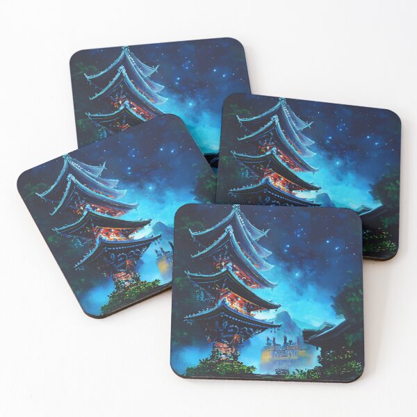 Item preview, japanese temples in night with stars designed and sold by MerryCrown.