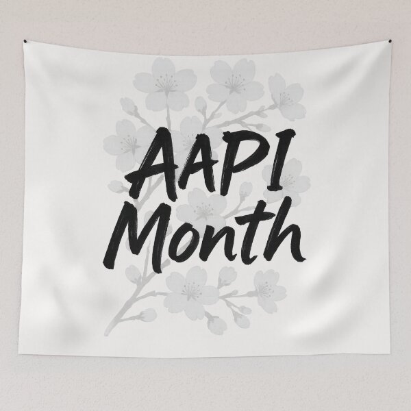 Item preview, AAPI Month Cherry Blossom Calligraphy Black White Art designed and sold by Places On Earth.