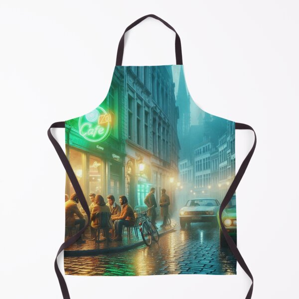 Item preview, Retro 1970s Antwerp – AI Artwork Colorful Streetside Café Scene for City Lovers, Travelers, and Vintage Enthusiasts designed and sold by knalpot-design.