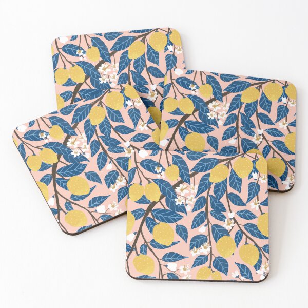Item preview, Surreal Citrus – Lemon with Blue Leaves and Floral Twist designed and sold by Art & Co.