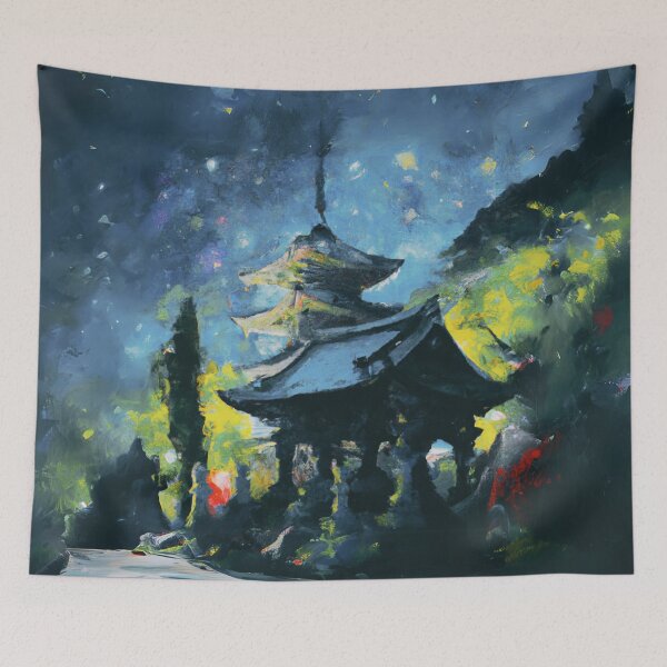 Item preview, The Starry Night of japanese temples (Payne's gray) designed and sold by MerryCrown.