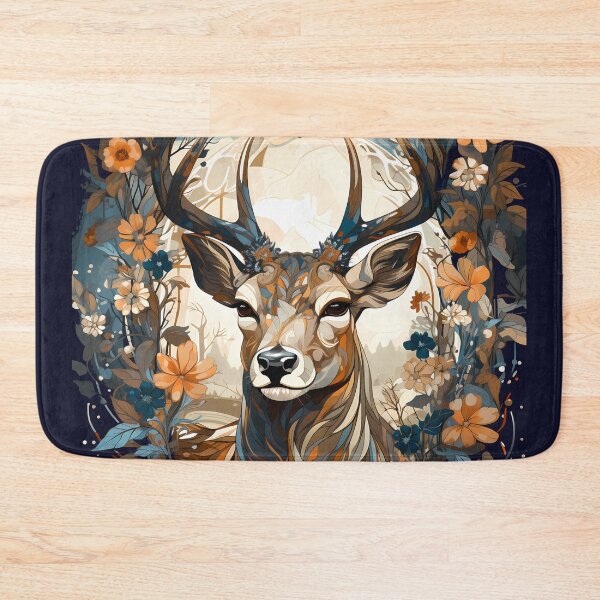 Item preview, Winter Christmas Moody Stag Deer in Shades of Blue designed and sold by Pixelchicken.