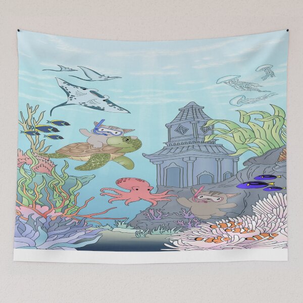 Item preview, Underwater Adventure with Ocean Friends- Scuba Diving Cats Explore Marine Life designed and sold by Jiratipio.