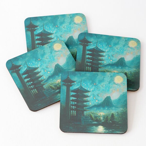 Item preview, japanese temples and weird sky designed and sold by MerryCrown.