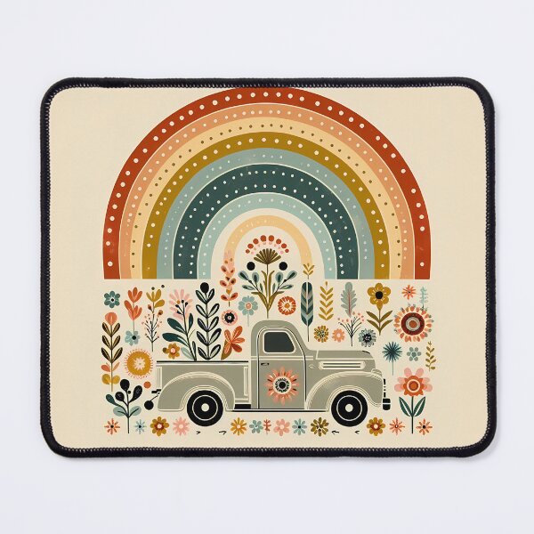 Item preview, Flatbed Truck Scandinavian Folk Art in Red, Blue, Yellow by heidiannemorris © designed and sold by FOLK ART FUSION by heidiannemorris.