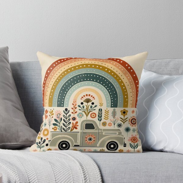 Item preview, Flatbed Truck Scandinavian Folk Art in Red, Blue, Yellow by heidiannemorris © designed and sold by FOLK ART FUSION by heidiannemorris.