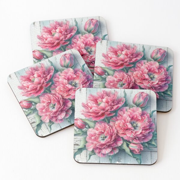 Item preview, Pink Tulips Watercolour Design with Crackle glaze artwrok designed and sold by OByD.