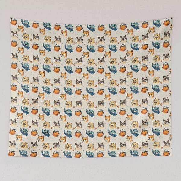 Item preview, Cute Meme-Inspired Animal Pattern - Seamless Cartoon Art designed and sold by DarkPhoenix914.