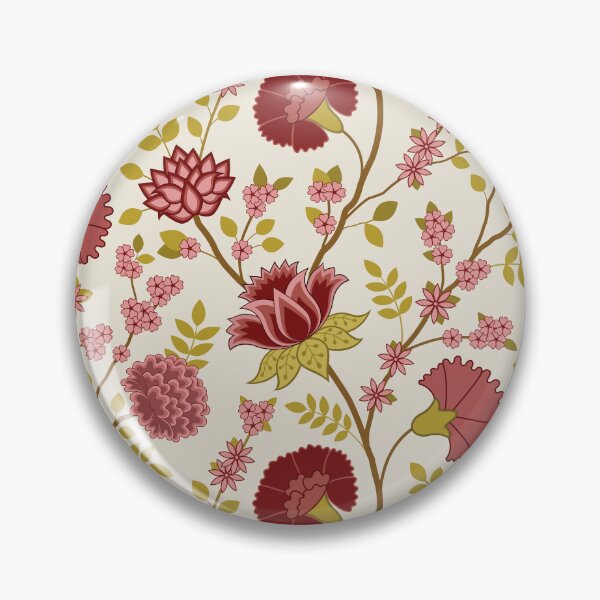 Item preview, Jacobean Floral Pattern Reds Pinks Golds Cream designed and sold by NataliePaskell.
