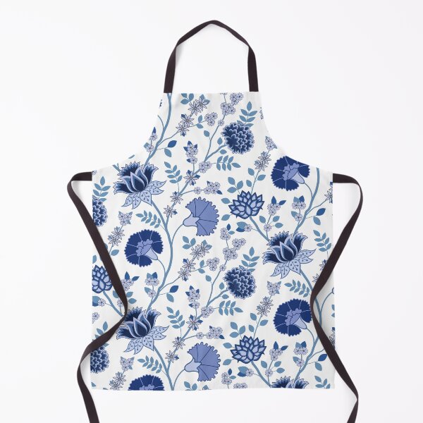 Item preview, Jacobean Floral Pattern Blues on White designed and sold by NataliePaskell.