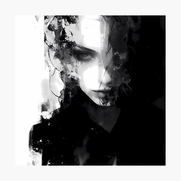 Veiled Enigma – Abstract Black and White Portrait Photographic Print