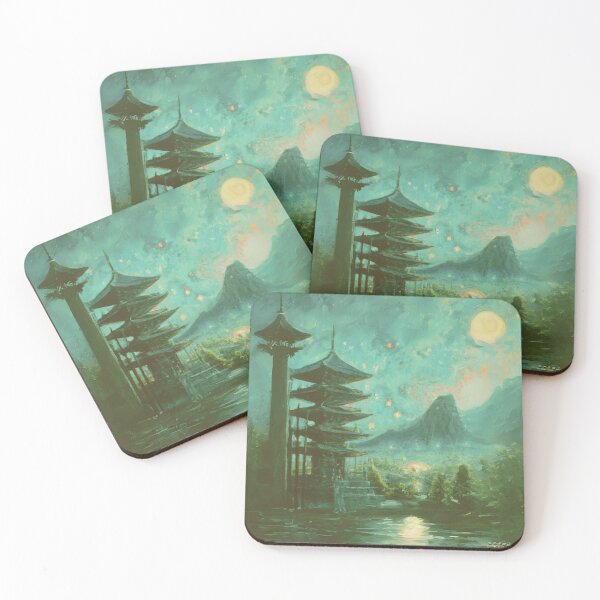 Item preview, Japanese temples with weird mist and sky designed and sold by MerryCrown.