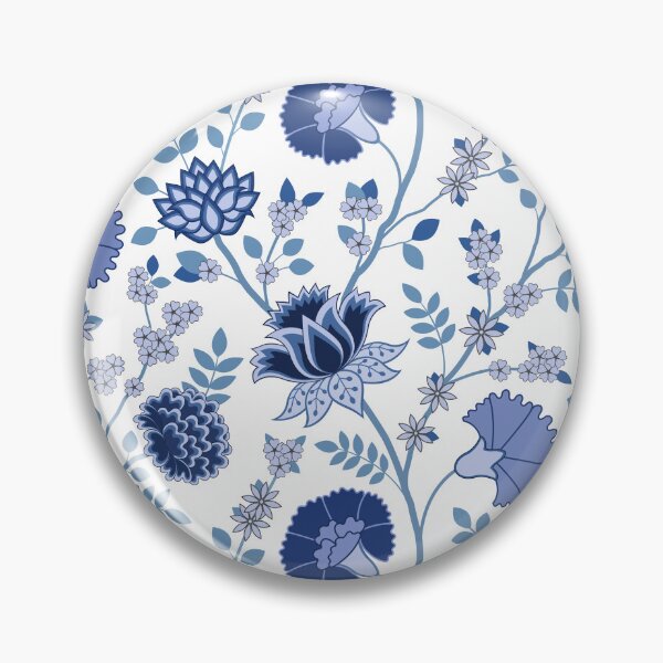 Item preview, Jacobean Floral Pattern Blues on White designed and sold by NataliePaskell.