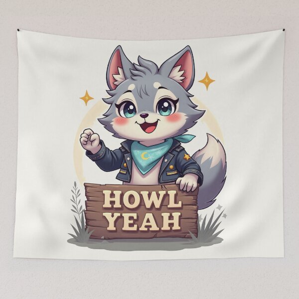 Item preview, Howl Yeah – Hype Kawaii Wolf by LaLi Designs designed and sold by LaLi-Designs.
