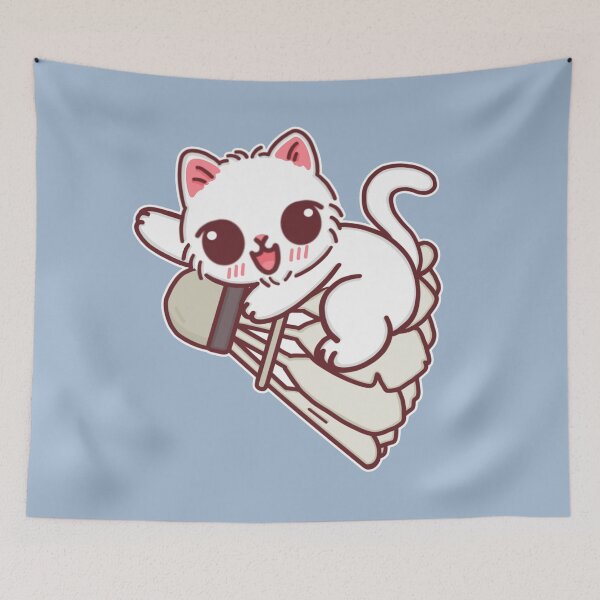 Item preview, White Cat Playing Badminton – Cute Shuttlecock Design designed and sold by BGMeYou.