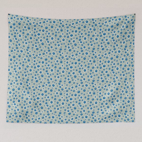 Item preview, Playful Blue and White Dot Scatter on soft grey green designed and sold by phatlizzardart.