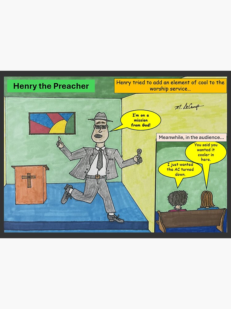 Thumbnail 3 of 3, Sticker, Henry the Preacher adds an element of cool to the worship designed and sold by MDeCampArt.