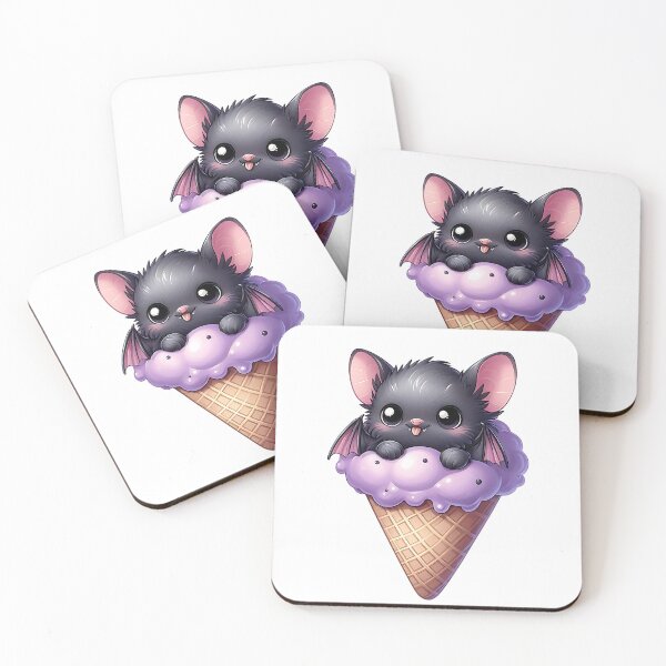 Item preview, Kawaii Ice Cream with Bat, Cute Spooky Dessert Art designed and sold by Adorablehaunts.