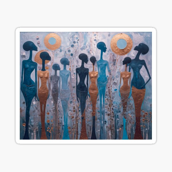 Item preview, African Silhouette, abstract, blue, gold designed and sold by PixelHorizonArt.