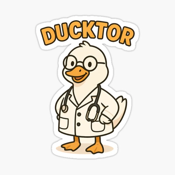 Item preview, Ducktor – Funny Cartoon Duck Doctor Pun Design designed and sold by ArtTeeTop.