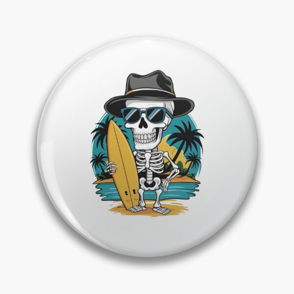 Item preview, A skeleton holds a yellow surfboard  designed and sold by jkrphoto.
