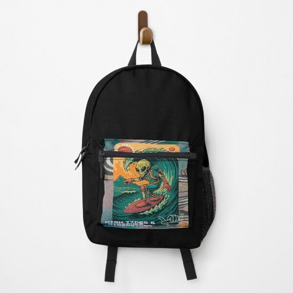 Item preview, High Tides & Higher Dimensions – Alien Surfing T-Shirt | Cosmic Wave Poster Style Design designed and sold by VybeWear Co..