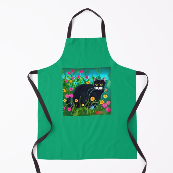 Item preview, Black Cat in a Colorful Flower Garden designed and sold by Marymarice.