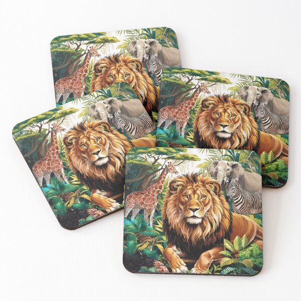 Item preview, Majestic Lion of the Jungle – Safari Wildlife Collage designed and sold by Karen MacKellar Designs.